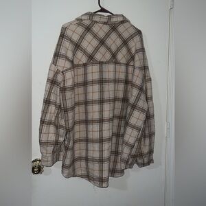 Shein tan and cream plaid shacket